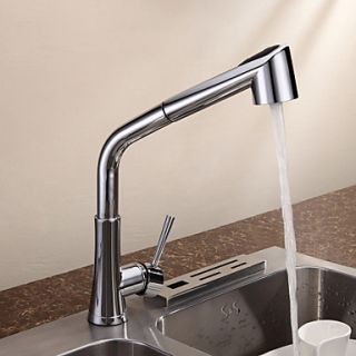 Chrome Finish Single Handle Contemporary Pull Out Kitchen Faucet