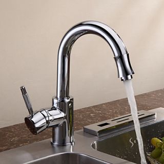 Contemporary Chrome Finish Solid Brass Single Handle Kitchen Faucet