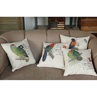 Set of 4 Chic Birds Cotton/Linen Decorative Pillow Cover