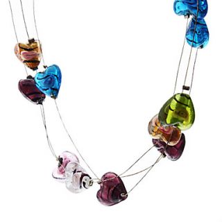 Heart Shape Coloured Glaze Necklace