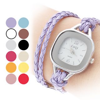 Womens Fashionable Style PU Analog Quartz Bracelet Watch (Assorted Colors)