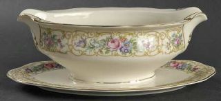 Baronet Plaza Gravy Boat with Attached Underplate, Fine China Dinnerware   Gold