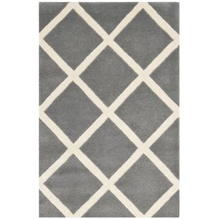 Safavieh Handmade Moroccan Chatham Dark Grey/ Ivory Wool Geometric pattern Rug (23 X 5)