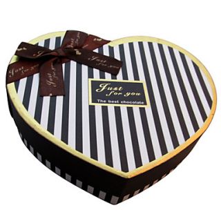 Heart Shaped Stripe Gift Box With Ribbon Bowknot