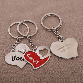 Personalized Heart Key Ring – Love You (Set of 4 Pairs)