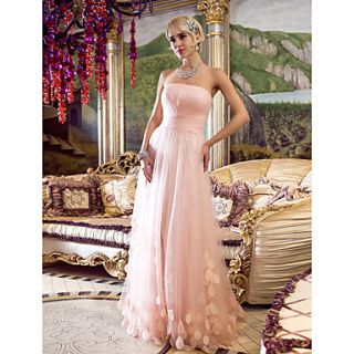 Sheath/Column Strapless Floor length Tulle Evening/Prom Dress (466570)