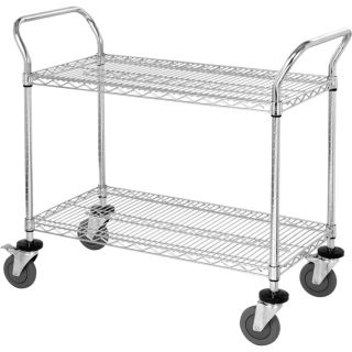 Quantum Wire Shelving Mobile Utility Cart   2 Shelves, 24 Inch W x 48 Inch L x