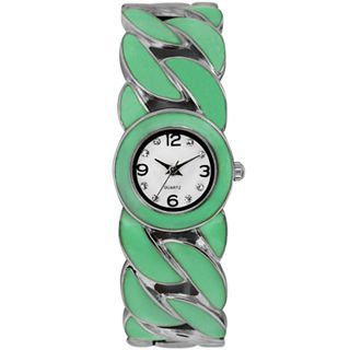 Womens Colorful Twist Bangle Watch, Green