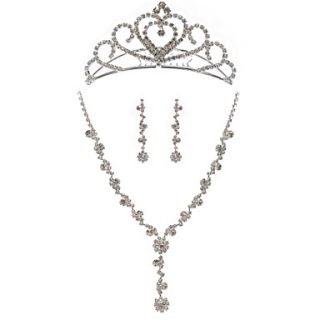 Fashionable Alloy With Rhinestone Womens Jewelry Set Including Necklace,Earrings,Tiara