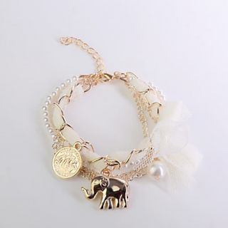 Chiffon Bowknot Alloy Elephant Pendant Bracelet