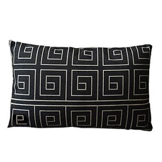 Black Geometric Cotton/Linen Decorative Pillow Cover