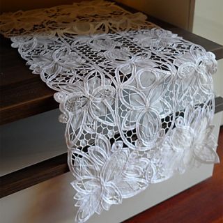 Classic Polyester White Floral Table Runners