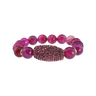 NATE & ETAN Pink Agate & Crystal Stretch Bracelet, Womens