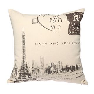 Print Retro Paris Decorative Pillow Cover