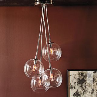 60W Artistic Modern Pendant with 4 Lights in Glass Bubble Design