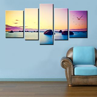 Modern Seascape Wall Clock in Canvas 5pcs