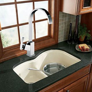 Solid Brass Contemporary Single Handle Kitchen Faucet Chrome Finish