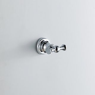 Chrome Finish Contemporary Style Wall Mounted Brass Double Robe Hooks
