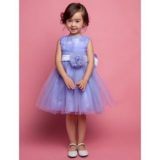 A line Sleeveless Satin And Tulle bow(s) Wedding/Evening Flower Girl Dress