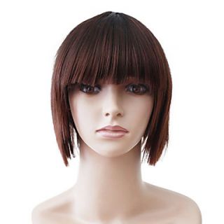 Capless Short Brown Straight High Quality Synthetic Japanese Kanekalon Christmas Parties Wigs