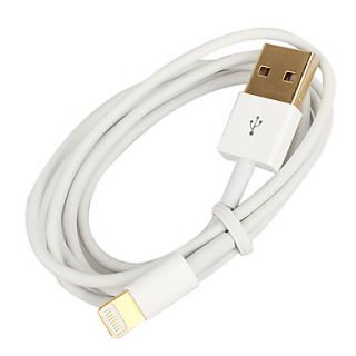 Gold Plated Apple 8 Pin USB Charge and Sync Cable for iPhone 5/5S, iPad Mini, iPad 4, iPods (White, 100cm)