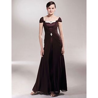 Sheath/Column Square Floor length Satin And Chiffon Mother of the Bride Dress