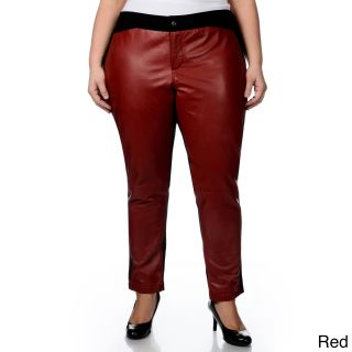 R and O Womens Plus Size Ponte Backing Leather Pants