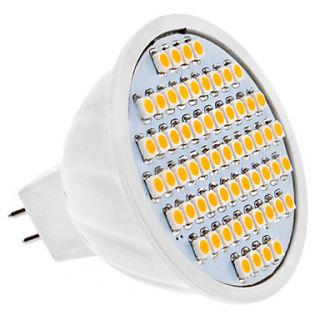 MR16 4W 60x3528 SMD 300 320LM 3000 3500K Warm White Light LED Spot Bulb (12V)