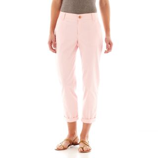 LIZ CLAIBORNE Chino Cropped Pants   Tall, Pink, Womens