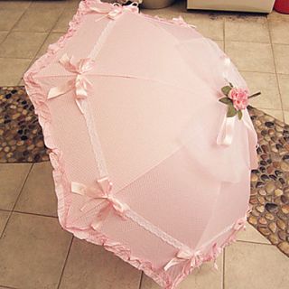 Pink Ruffled Trim Sweet Lolita Umbrella with Lace and Bow