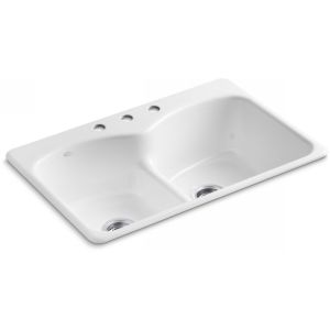 Kohler K 6626 3 0 LANGLADE Langlade Smart Divide Kitchen Sink  3 Hole Faucet Dri