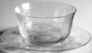 Heisey Orchid Finger Bowl W/Underplate/Bread & Butter Plate   Stem #5025, Etched