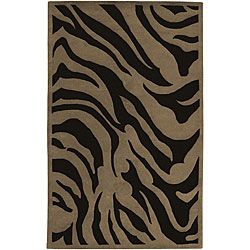 Hand tufted Contemporary Brown Zebra Current New Zealand Wool Rug (5 X 8) (MultiPattern AnimalTip We recommend the use of a non skid pad to keep the rug in place on smooth surfaces.All rug sizes are approximate. Due to the difference of monitor colors, 