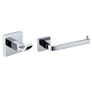 Chrome Finish Brass Bathroom Accessory Sets (Include Robe Hooks,Toilet Roll Holders)