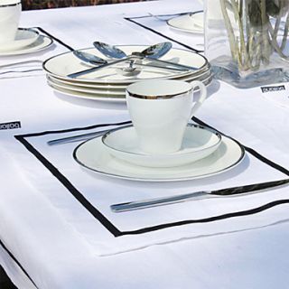 Set Of 4 Black Line White Placemats