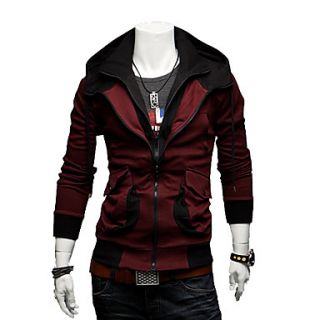 Mens Hoodie Contrast Color Causal Thin Coat
