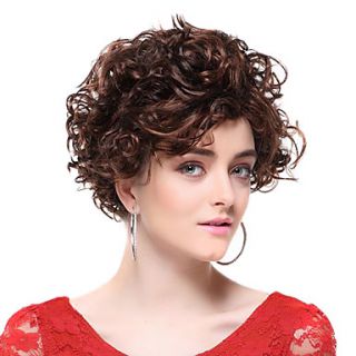 Capless High Quality Synthetic Brown Short Curly Fluffy Hair Wigs