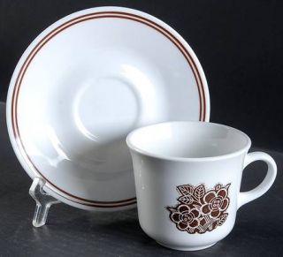 Corning Batik Flat Cup & Saucer Set, Fine China Dinnerware   Corelle, Brown Flor