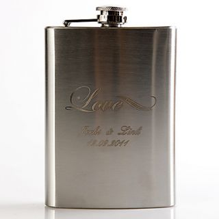 Personalized Metal 8 oz Flask   Love