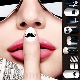 28PCS 3D Ultrathin Full Cover Nail Stickers Cartoon Mustache