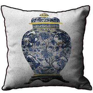Vase Pattern Print Linen Decorative Pillow Cover