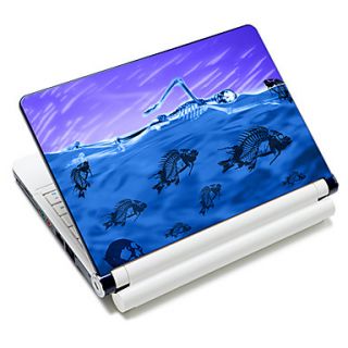 Swimming Skull Pattern Laptop Notebook Cover Protective Skin Sticker For 10/15 Laptop 18603