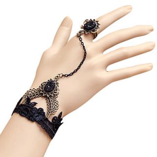 Gothic Alloy Hollow out Flower Pattern Black Lace Bracelet