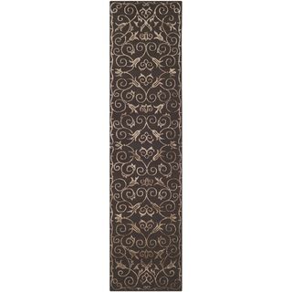 Safavieh Hand knotted Tibetan Iron Scrolls Chocolate Wool/ Silk Rug (26 X 10)