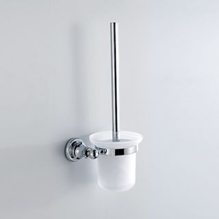 Chrome Finish Contemporary Style Wall Mounted Brass Toilet Brush Holder Rack