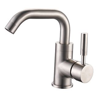 Centerset Brushed Finish Contemporary Style Stainless Steel Bathroom Sink Faucets