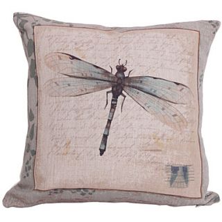 Country Dragonfly Cotton/Linen Decorative Pillow Cover