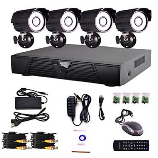 4 Channel Home and Office CCTV DVR System(P2P Online,4 Outdoor Camera)