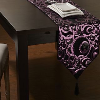 Purple Circle Pattern Table Runner with Tassel