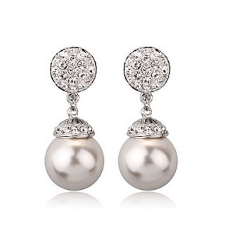 High Quality Alloy And Imitation pearls Platinum Plated Earrings(Length x Width 39 x 16 mm)